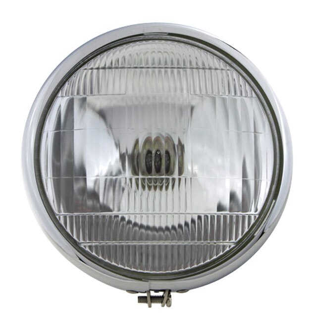V-Twin Mfg. 6 1/2" Spring Fork 6 Volt Headlamp For Harley 1936-1957