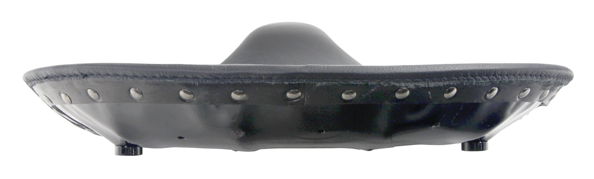 V-Twin Mfg. Black Leather Thin Style Solo Seat For Harley 1936-1984