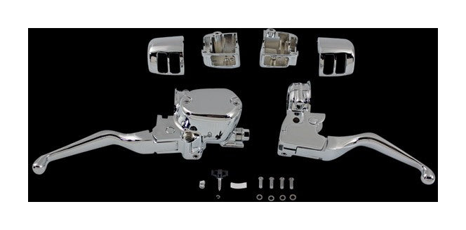 V-Twin Mfg. Chrome 14mm Handlebar Control Kit For Harley Dual Disc Sportster 2004-2006