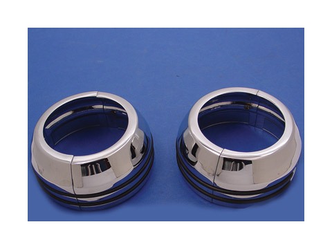 V-Twin Mfg. Chrome 2-Piece Fork Boot Covers For Harley FXD 2006-2017