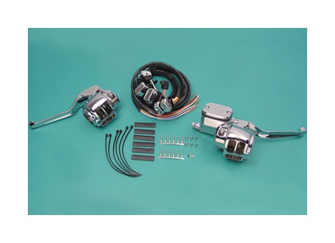 V-Twin Mfg. Handlebar Control Kit For Harley Single Disc 1996-2006