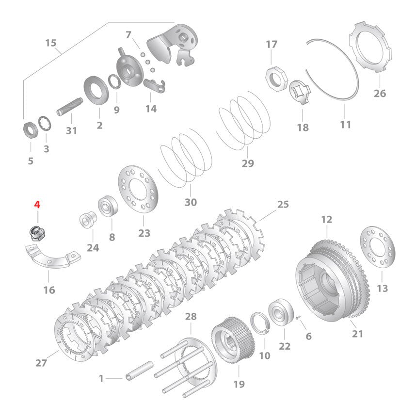 V-Twin Mfg. Replacement Clutch Stud Nyloc Nut For Harley Sportster 1971-1983