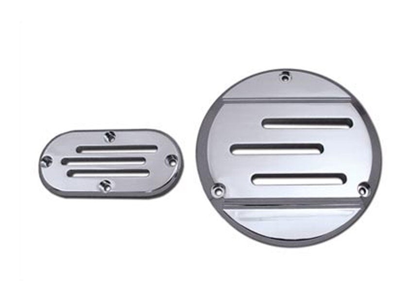 V-Twin Mfg. Vented Billet Derby And Inspection Cover Kit For Harley Big Twin 1970-1998