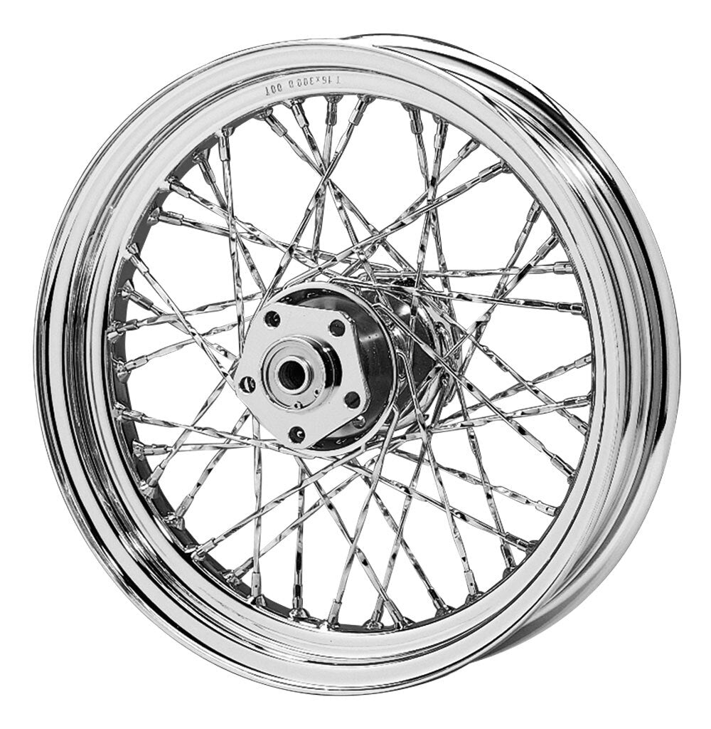 V-Twin Mfg. 40 Twirled Spoke Chrome Front / Rear Wheel For Harley FL FX 1973-1984