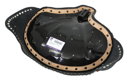  V-Twin Mfg. Black Leather Solo Seat With Studded Skirt For Harley 1936-1984