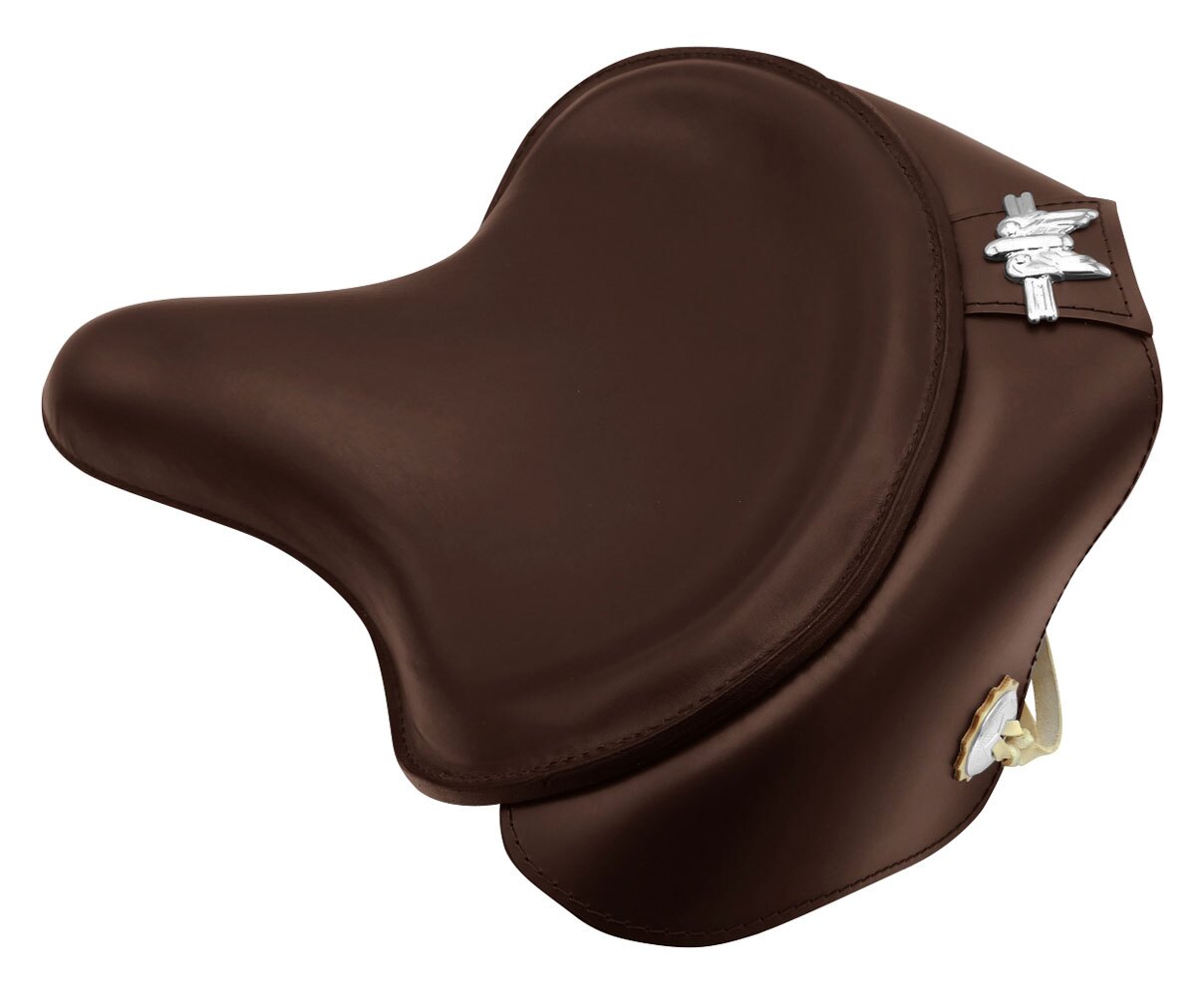  V-Twin Mfg. Brown Leather Solo Seat For Harley 1930-1984