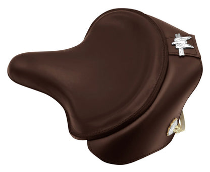  V-Twin Mfg. Brown Leather Solo Seat For Harley 1930-1984