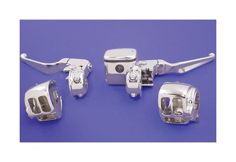  V-Twin Mfg. Chrome 11/16" Handlebar Control Kit For Harley Dual Disc 1996-2011