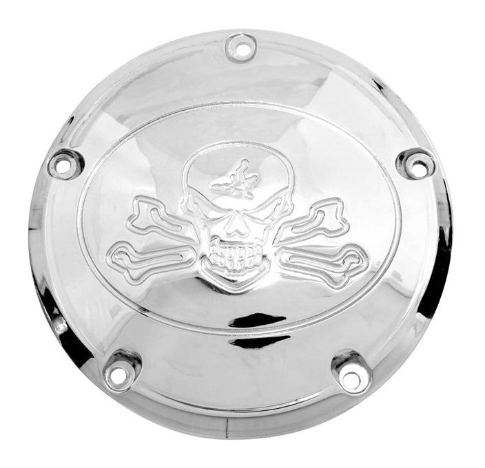  V-Twin Mfg. Chrome Bone Head Derby Cover For Harley Big Twin 1999-2018