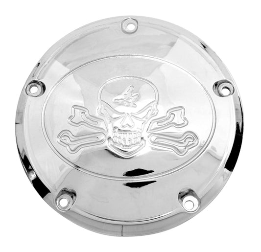  V-Twin Mfg. Chrome Bone Head Derby Cover For Harley Big Twin 1999-2018