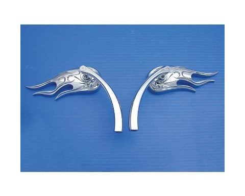V-Twin Mfg. Chrome Fire Ball Mirror Set With Dual Radius Stem