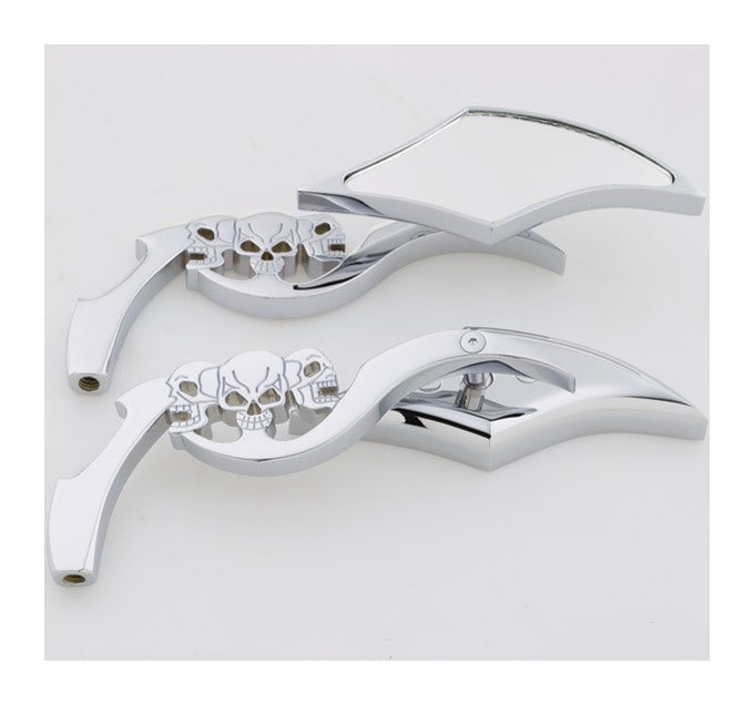 V-Twin Mfg. Chrome Gothic Mirror Set With Skull Stems