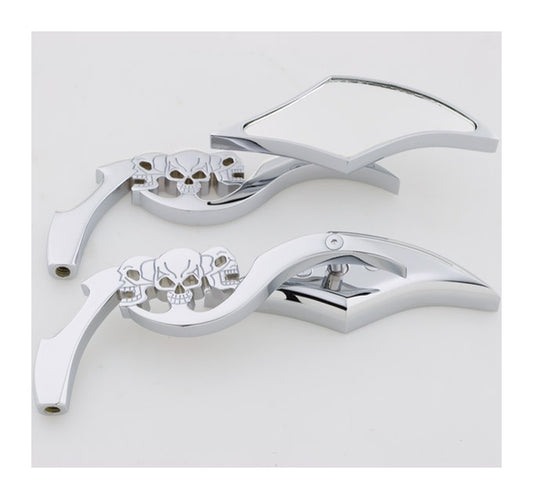  V-Twin Mfg. Chrome Gothic Mirror Set With Skull Stems