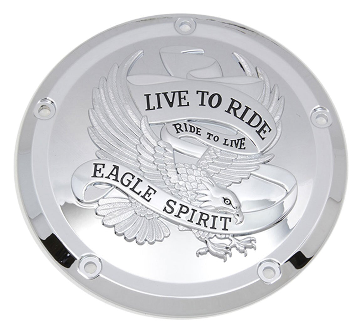  V-Twin Mfg. Eagle Spirit Chrome Derby Cover For Harley Touring 2015-2026