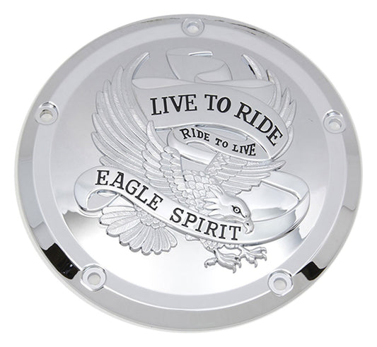  V-Twin Mfg. Eagle Spirit Chrome Derby Cover For Harley Touring 2015-2026