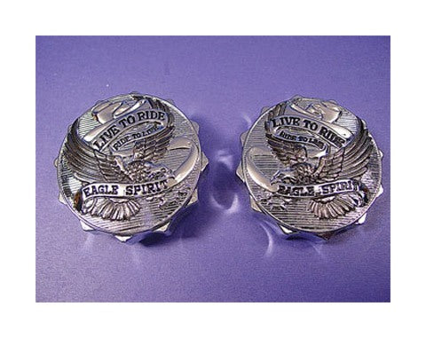 V-Twin Mfg. Eagle Spirit Gas Cap Set For Harley FL 1965-1982