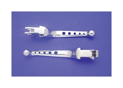  V-Twin Mfg. Ergonomic Chrome 5-Hole Wide Lever Set For Harley 1996-2007