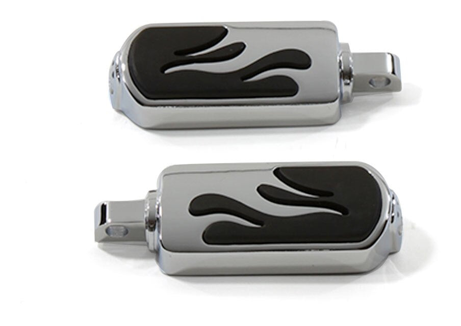 V-Twin Mfg. Flamed Chrome Footpegs