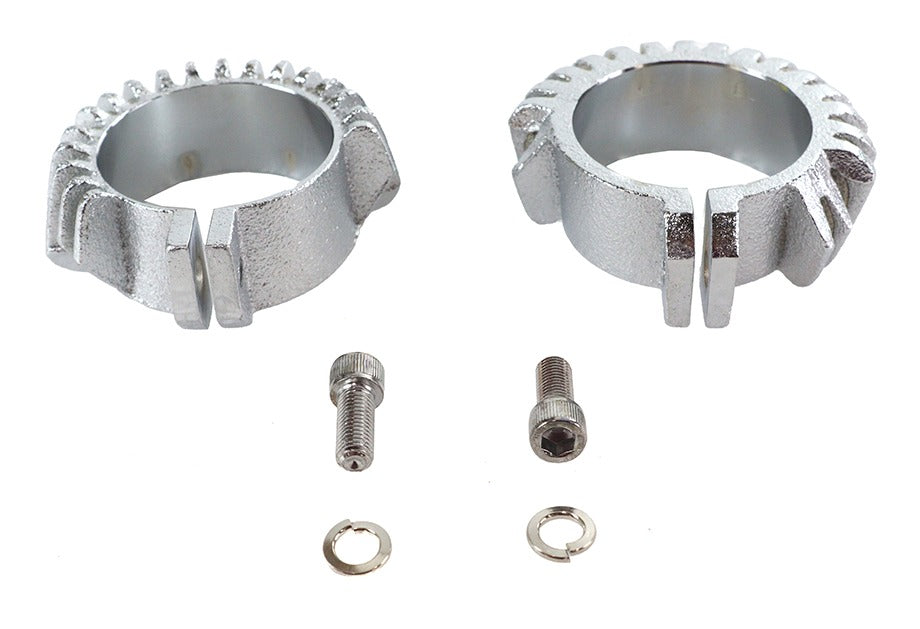 V-Twin Mfg. Replica Finned Exhaust Clamp Set For Harley Panhead 1948-1965