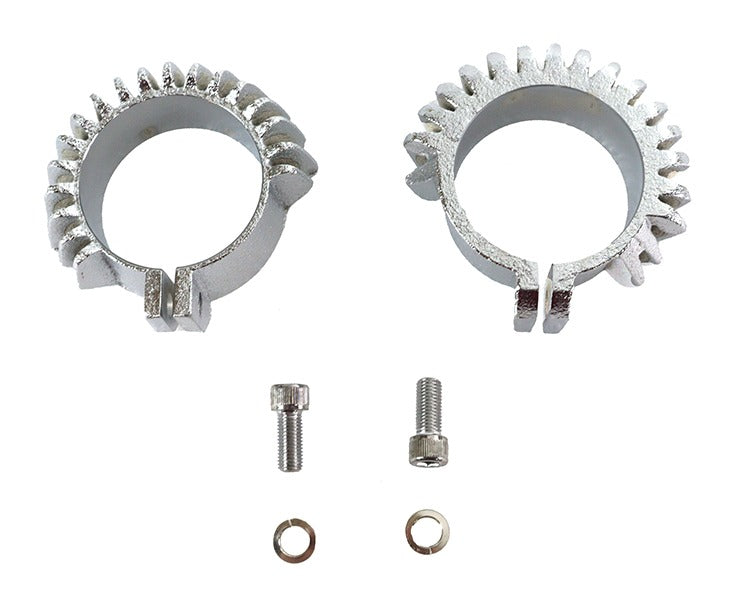 V-Twin Mfg. Replica Finned Exhaust Clamp Set For Harley Panhead 1948-1965