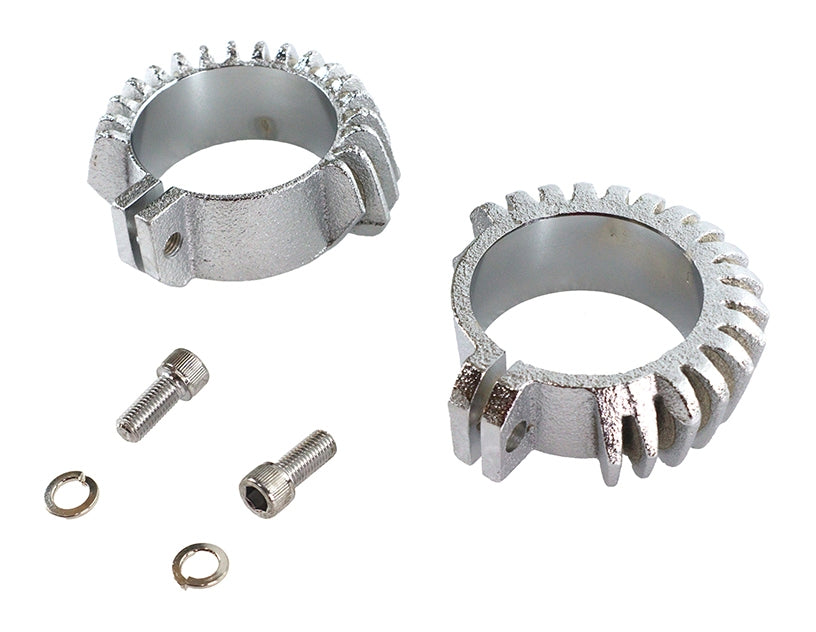 V-Twin Mfg. Replica Finned Exhaust Clamp Set For Harley Panhead 1948-1965