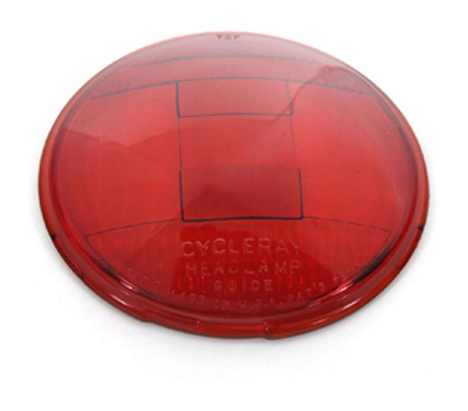 V-Twin Mfg. Replica Headlamp Red Glass Lens For Harley FL EL 1936-1948
