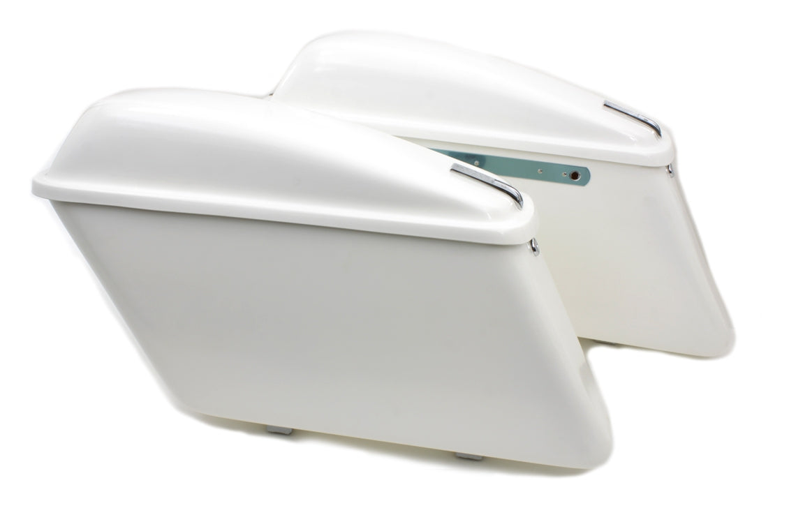  V-Twin Mfg. Replica White Saddlebag Set For Harley FL 1963-1984