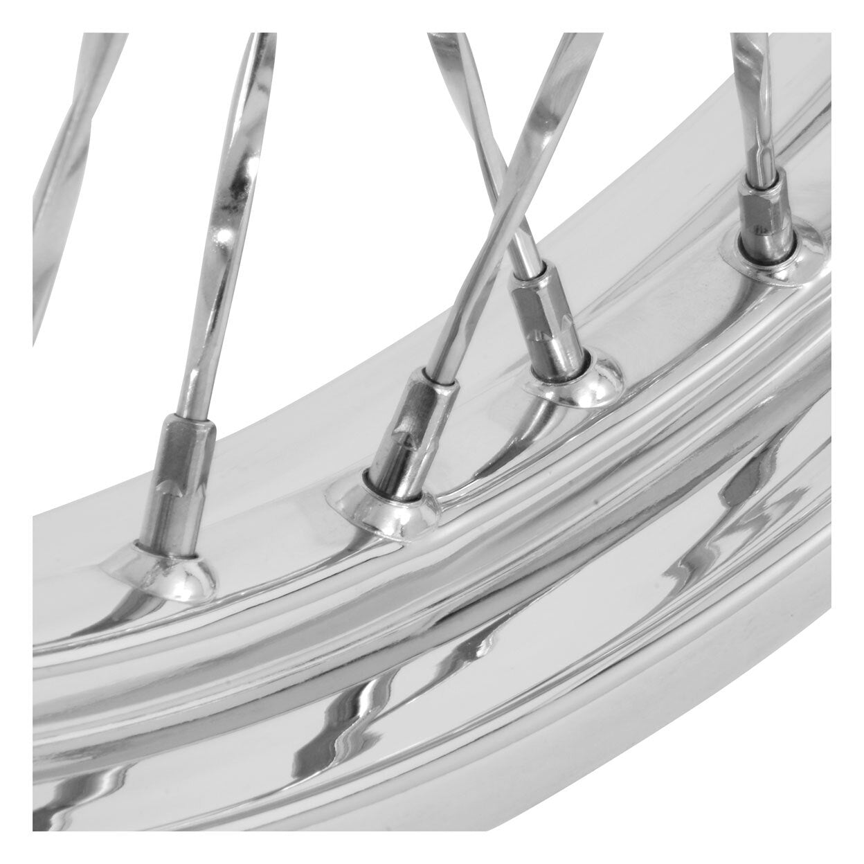 V-Twin Mfg. Twirled Spoke Chrome Front Wheel, 21" X 2.15" For Harley 2000-2006