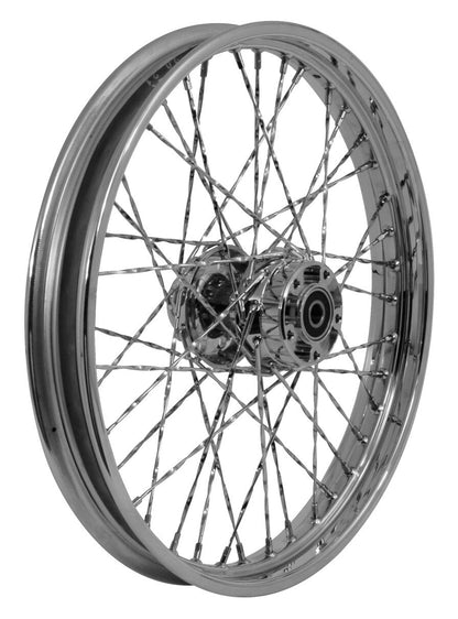 V-Twin Mfg. Twirled Spoke Chrome Front Wheel, 21" X 2.15" For Harley 2000-2006