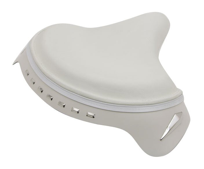  V-Twin Mfg. White Leather Police Style Solo Seat For Harley 1936-1980